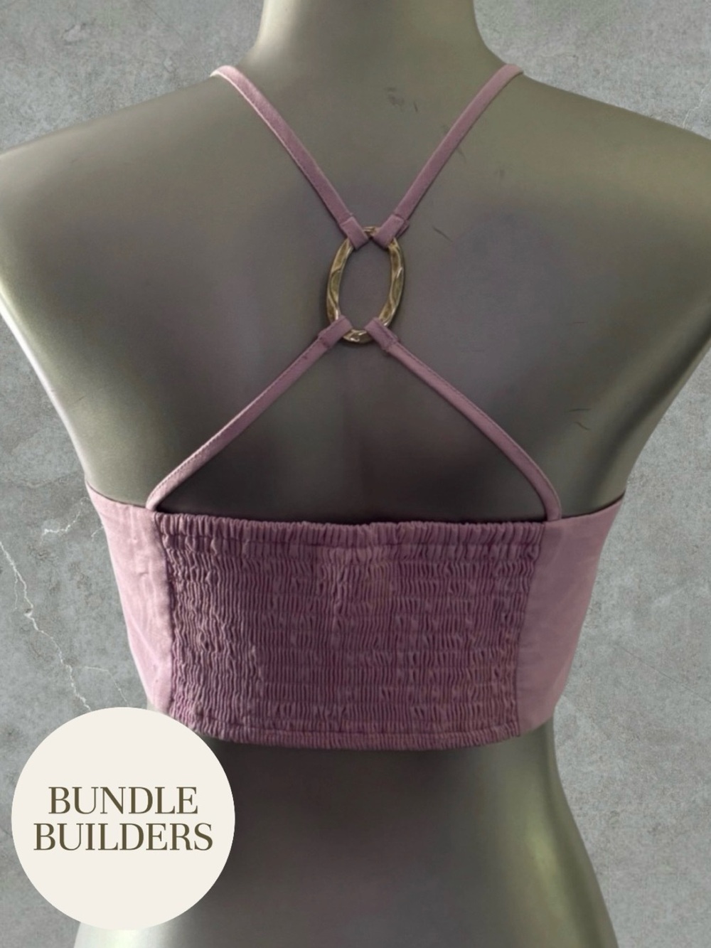 $10 Add-on | Mauve Square-Neck Crop Top with Thin Straps